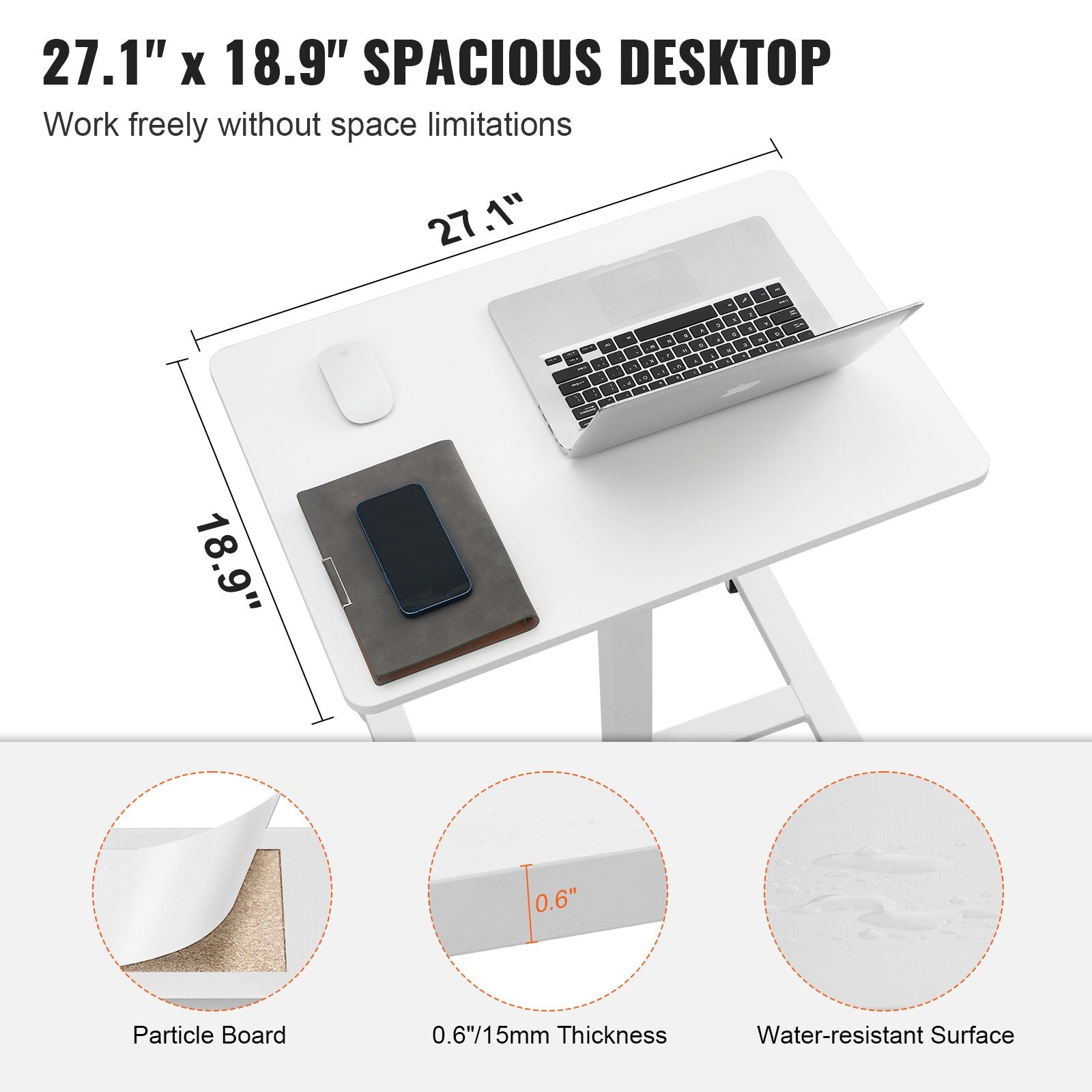 portable rolling laptop table gas spring height adjustable sit stand desk with 360 wheels for flexible home office solut