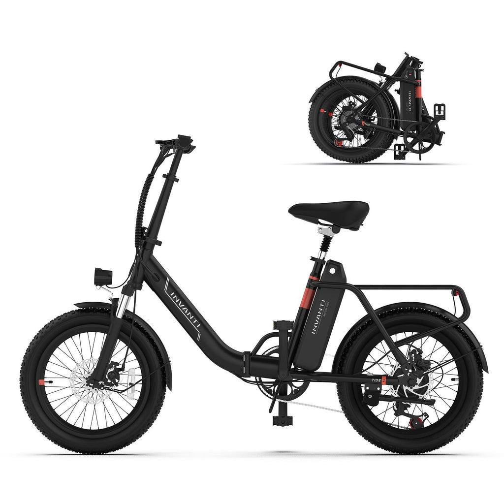  Invanti EB11 folding electric bike, front angled view showing handlebars and headlight