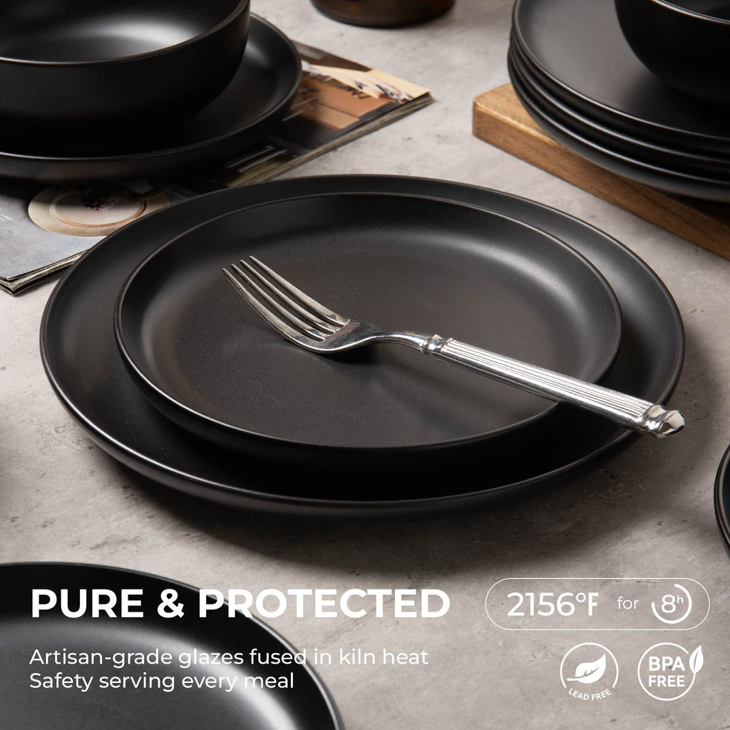 12 piece stoneware dinner plates bowls sets microwave dishwasher safe non toxic dinner plates bowls set stackable matte 