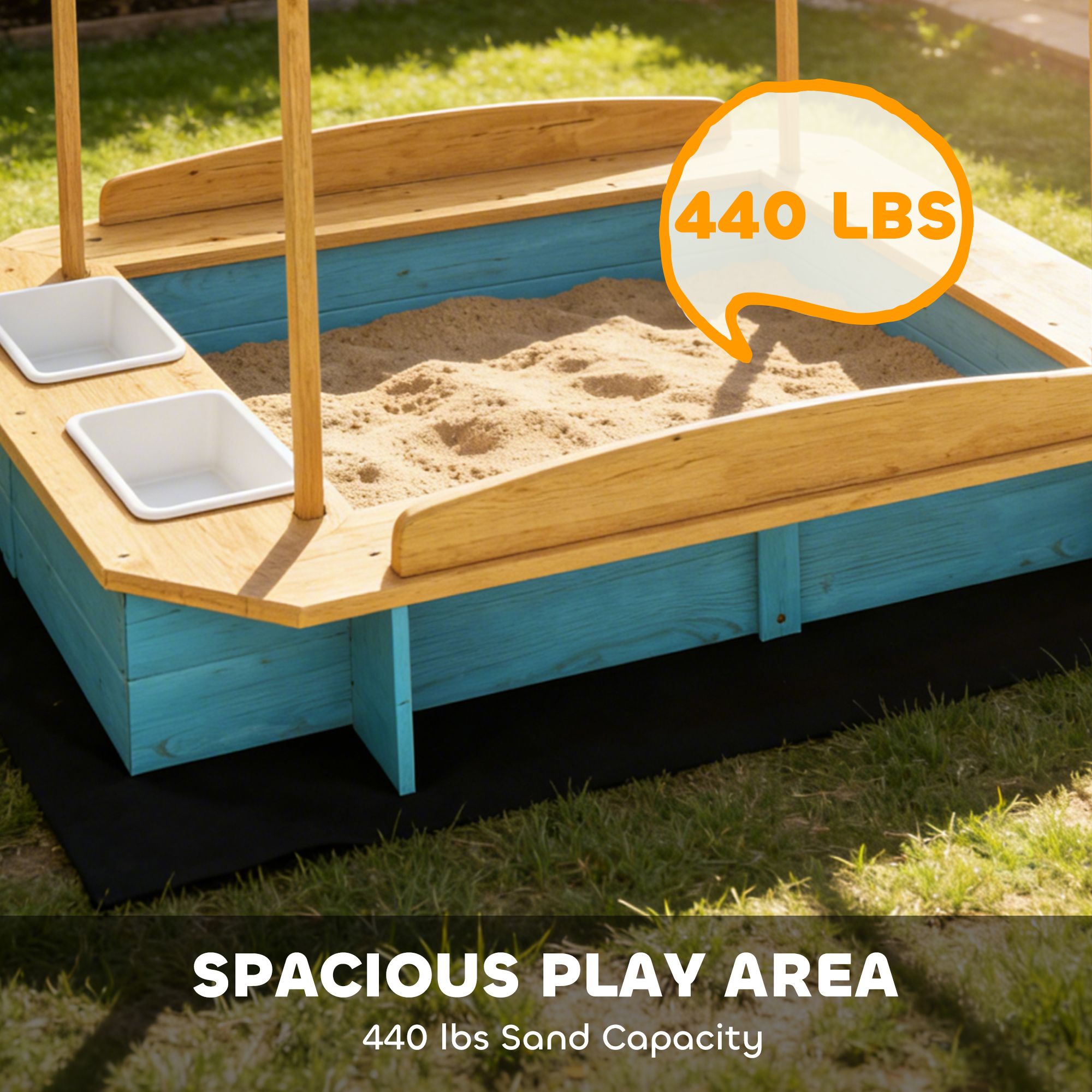 wooden sandbox with dinosaur print canopy kids sandbox outdoor with bench seats 2 storage bins - 