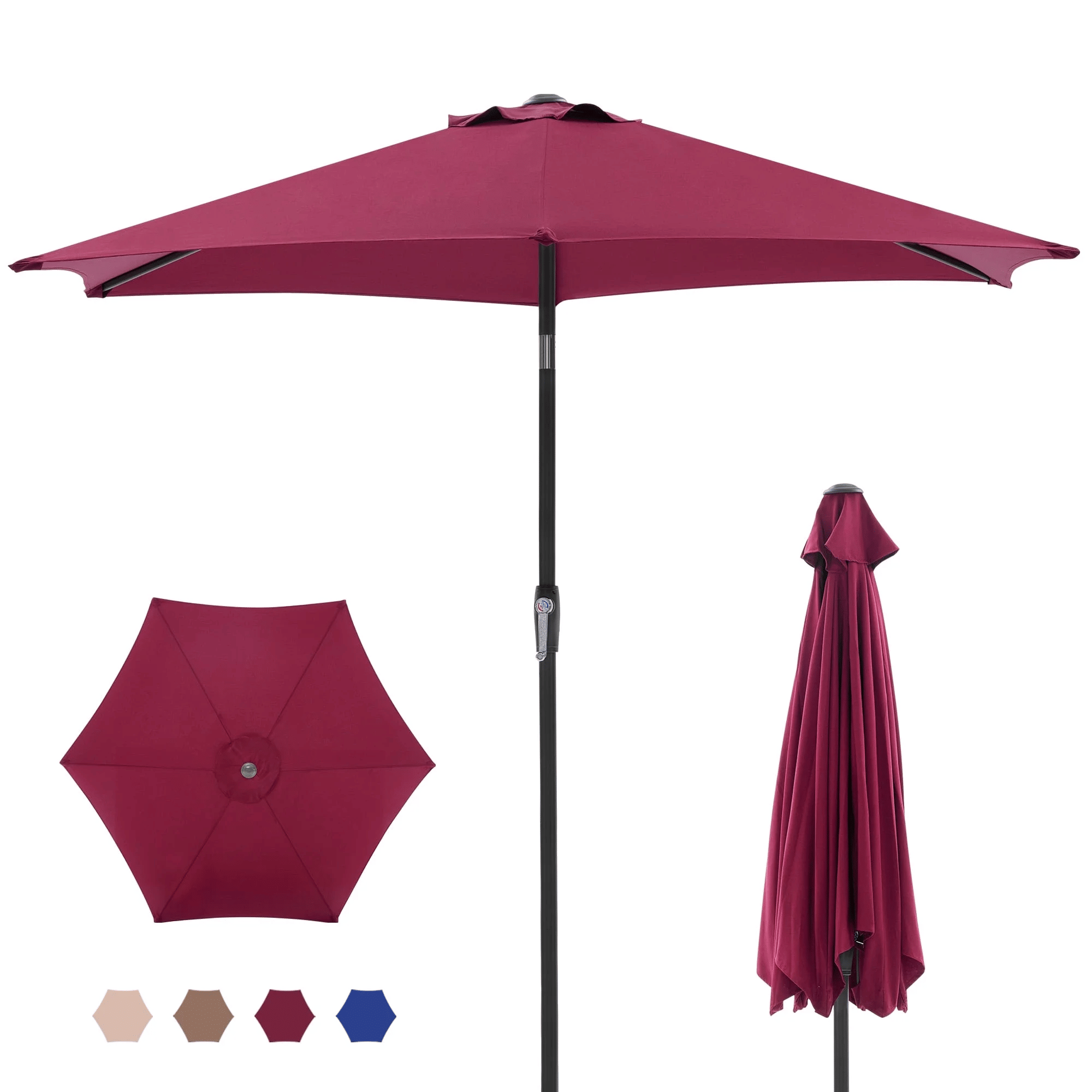 7 5 foot outdoor terrace sun umbrella with button tilt and hand cranking device 6 rib design uv15 waterproof fabric - im