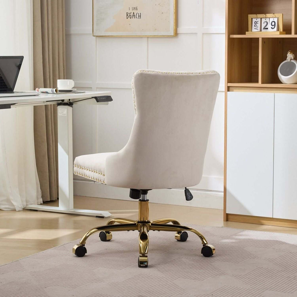 elegant velvet upholstered office chair with adjustable height swivel feature perfect for home or workspace - 