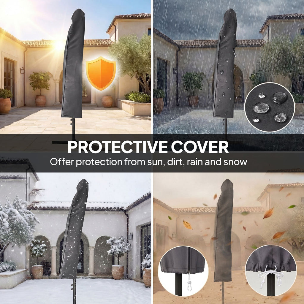10 ft cantilever patio umbrella with light weight offset hanging outdoor umbrella with protective cover dark blue - imag