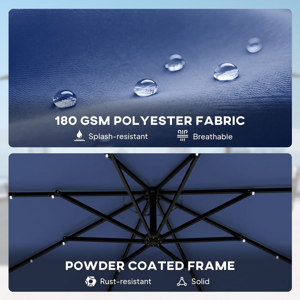 10 ft cantilever patio umbrella with light weight offset hanging outdoor umbrella with protective cover dark blue - imag