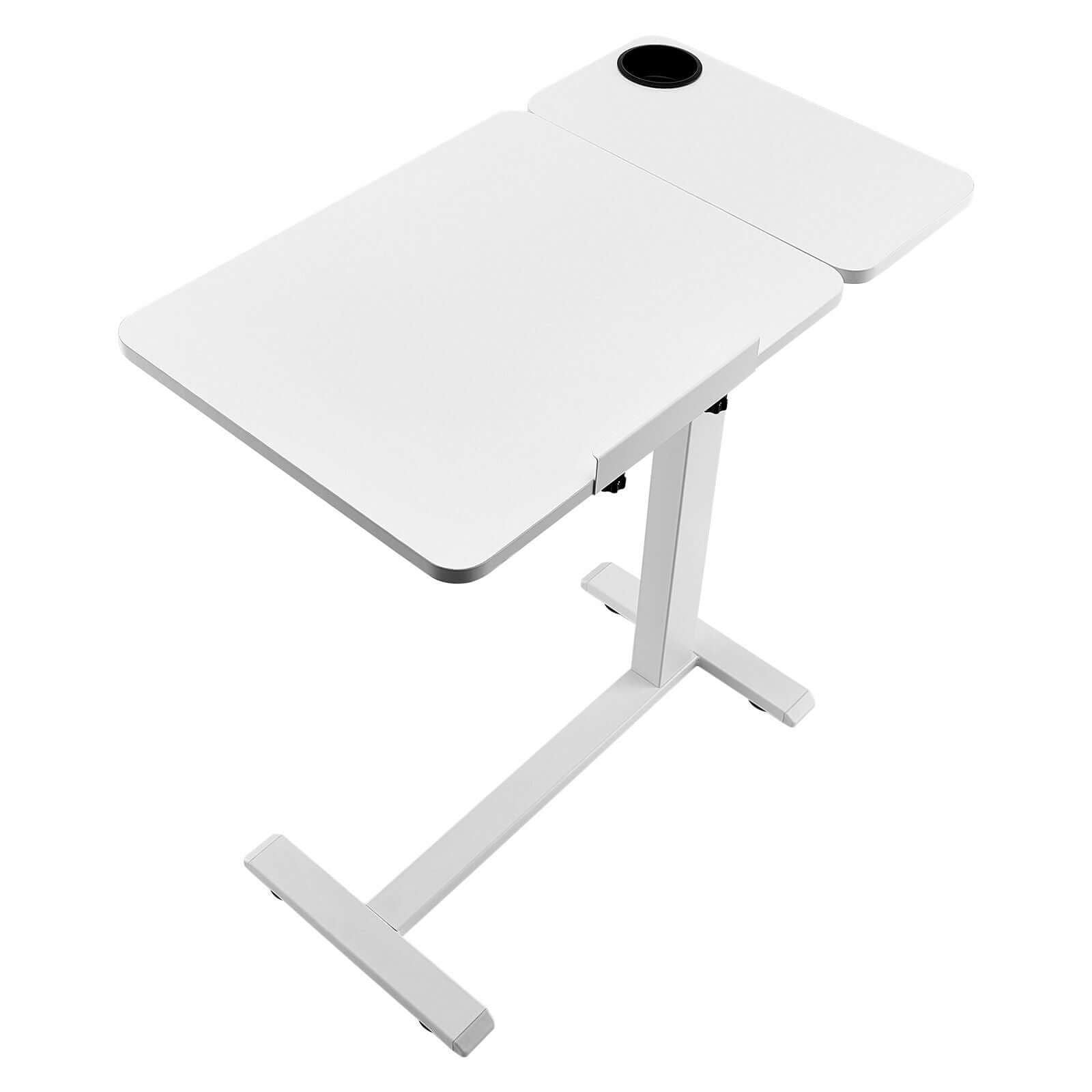 portable bedside table with adjustable height angle rolling laptop desk with flip top surface 4 hidden wheels cup holder