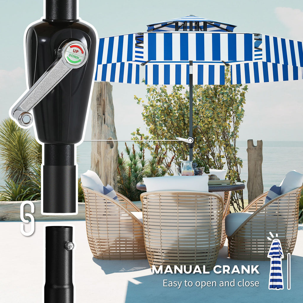 8 6ft patio umbrella upf 30 outdoor market umbrella 2 tier vented patio table umbrella with crank 8 ribs tiltable porch 