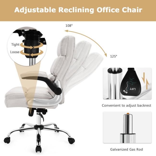 adjustable swivel office chair with high back and flip up arm for home and office - 