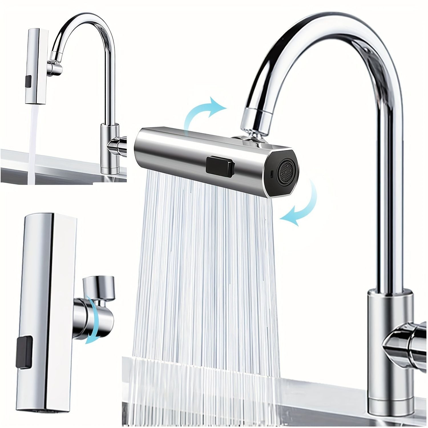 3 in 1 large scale 360 waterfall kitchen faucet touch controlled swivel spout extender for kitchen sink vegetable and fr