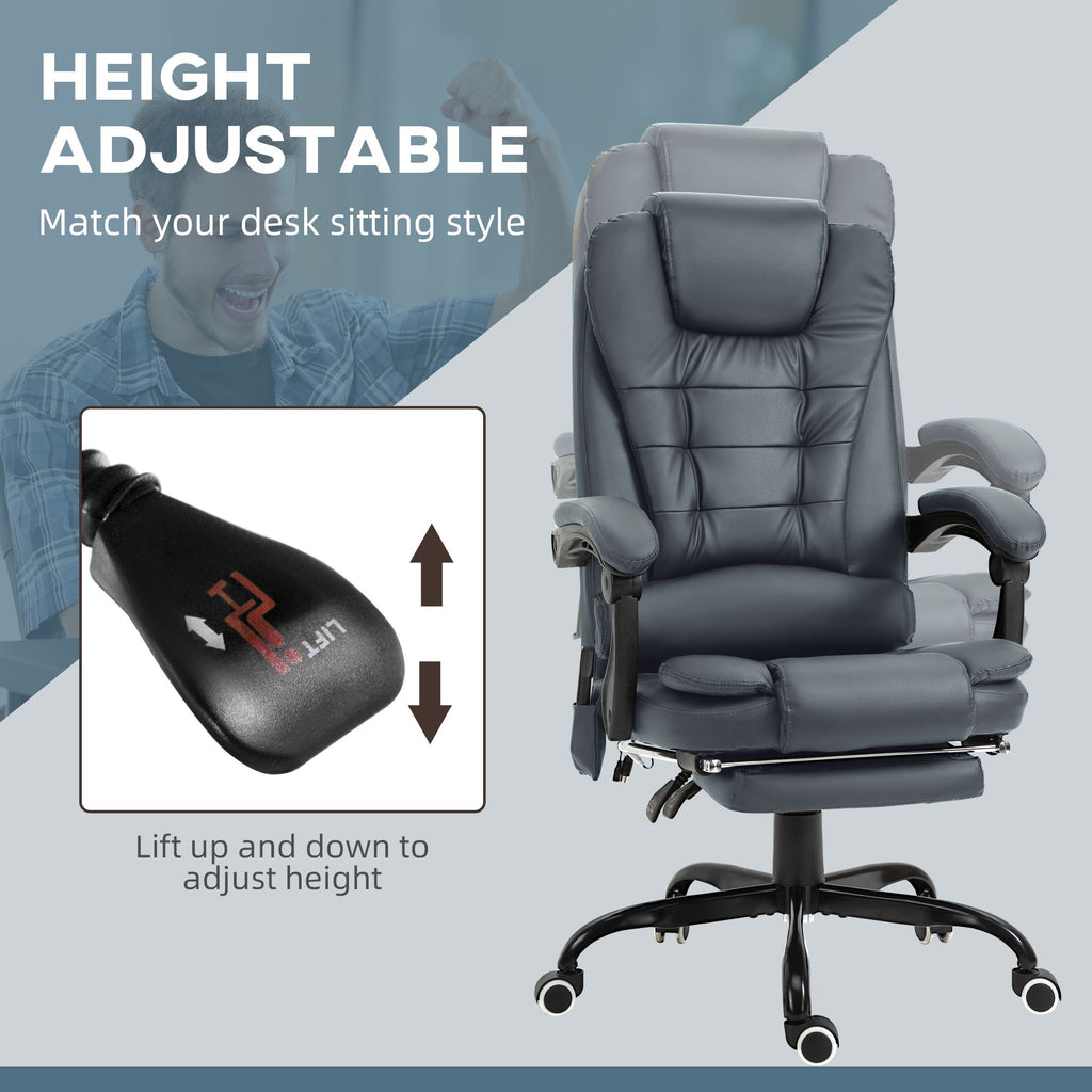ergonomic 7 point vibrating massage desk chair with lumbar support footrest stylish blue - 