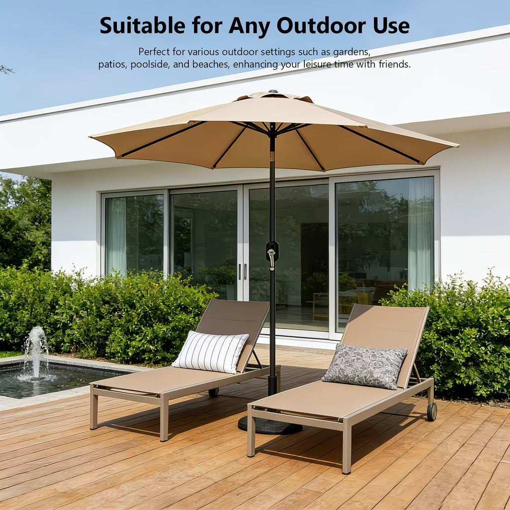 9ft outdoor patio umbrella with tilt and crank 8 rib market umbrella stable sun shade canopy for patio beach deck garden