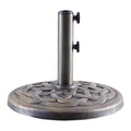 16 5 inch umbrella base 2 manual knobs 22 lbs resin base 2 adapters weather resistant bronze powder coated construction 