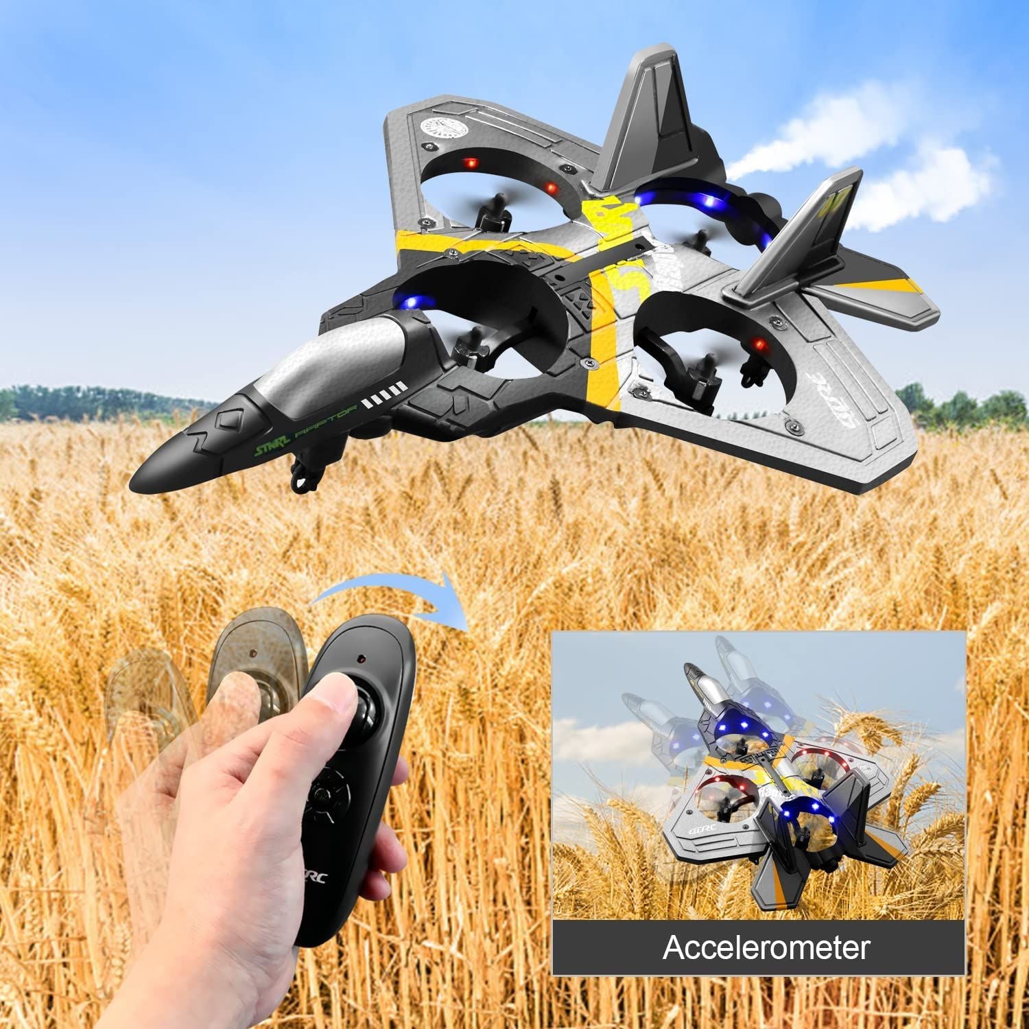 4drc v17 advanced remote control plane 2 4ghz 6ch epp model for kids adults gravity sensing stunts and light up features