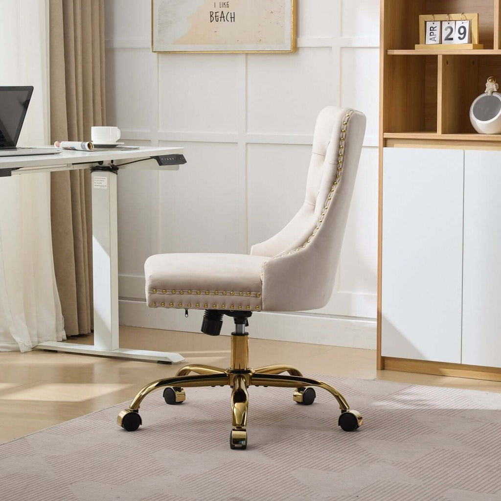 elegant velvet upholstered office chair with adjustable height swivel feature perfect for home or workspace - 