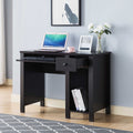 stylish red cocoa espresso writing desk 39 compact laptop desk with drawer wooden knob for home office - 