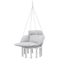 hammock swing chair macrame hanging chair with large cushion chain steel frame for indoor outdoor use gray - 