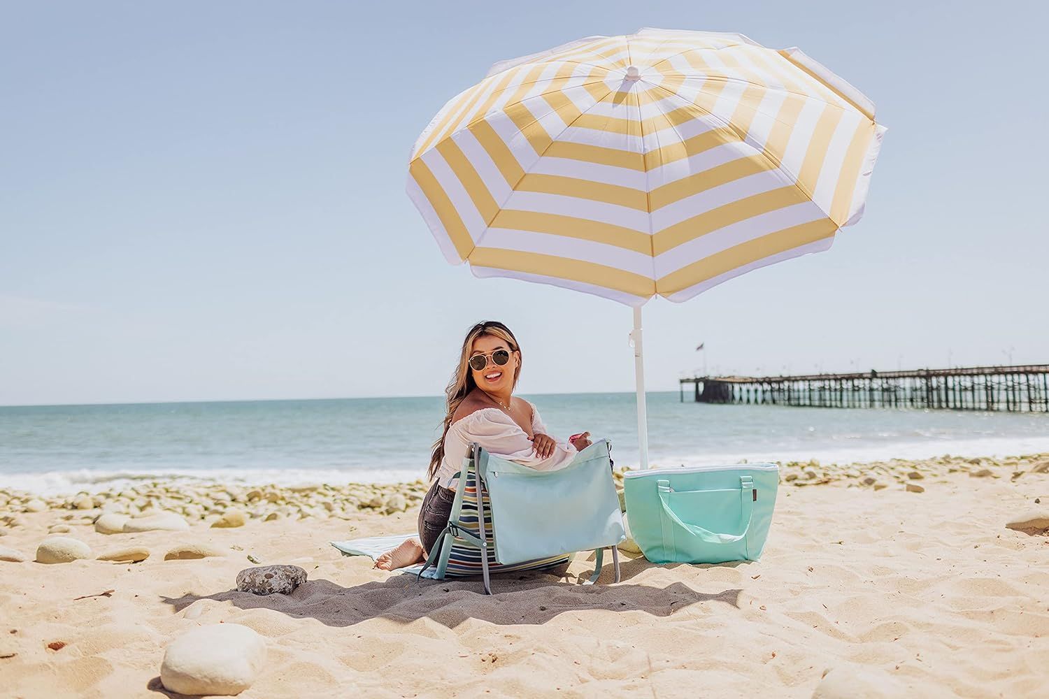 5 5 ft portable beach umbrella lightweight uv protection sunshade with tilt pole carry bag outdoor canopy umbrella for b